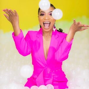 Pink blazer dress with belt size XS